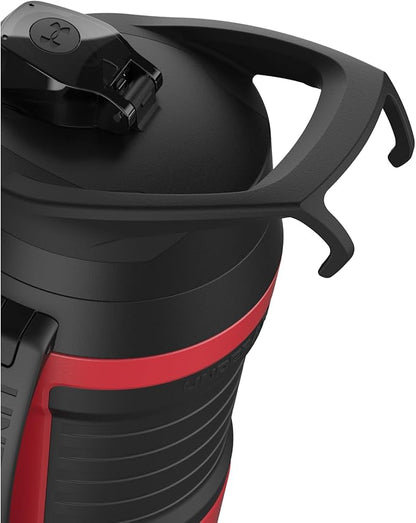 Under Armour Half Gallon Water Bottle Insulated, 64oz Insulated Water Bottle with Handle, Fence Hook, Leak Resistant, for Baseball, Football & More, Red/Black