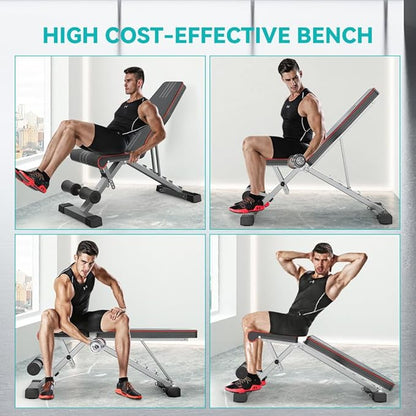 Adjustable/Foldable Weight Bench, 660LBS Home Gym Workout Bench Lifting Sit-up Exercise Bench for Bench Press