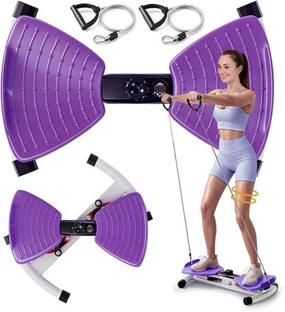 Waist Twister Machine Exercise, Ab Twist Board with Smart LED Digital Counter, Supports 300 lbs, Noiseless, Anti-Slip, Compact Portable for Home Gym Workout Equipment