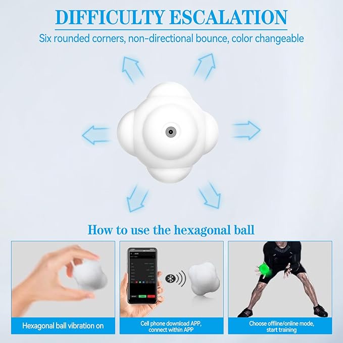Smart Agile Reaction Training Ball Light Set, 6 Colors Online/Offline Mode Speed Agile Reaction Ball Equipment Quick Response Training Ball Reflex Ball Tools for Enhancing Speed and Agility (1)