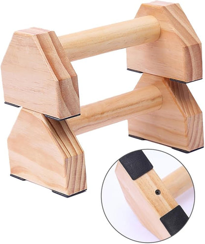 Solid Wood Handstand Bars and Push-up Frame Set for Muscle Training, Non-slip Fitness Equipment Pair for Home Calisthenics and Strength Workouts