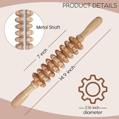 Wood Therapy Massage Tools for Fascial Massage, Cellulite, and Sore Muscles - Multi-Functional Massage Roller Stick for Legs and Back Muscle Recovery