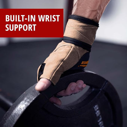 Crown Gear Weightlifting Gloves for Crossfit Workout Training - Fitness Gym Bodybuilding Gloves for Men or Women - Best for Heavy Weight Lifting Exercise Integrated Full Wrist Support Wraps