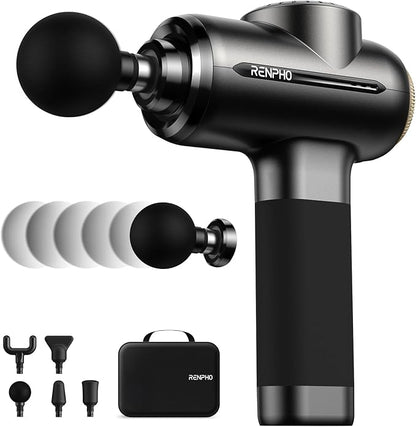 RENPHO Active Evo Massage Gun, Deep Tissue Back Massage with 8-12mm Adjustable Amplitude Heavy-Duty, FSA Approved, Percussion Professional Muscle Massager Gun for Athtetes & Home Use, HSA