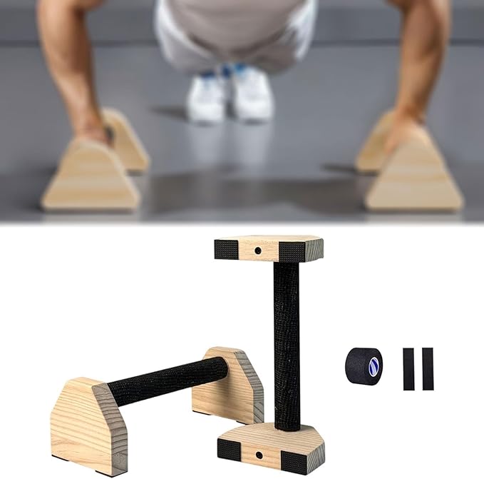 2Pcs Push up Bar Home Workout Equipment Parallettes Bar for Adults Wood Push up Stands for Gymnastics Exercise Aerobics