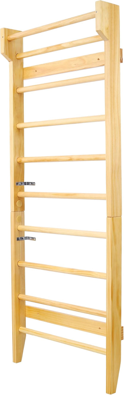 Wall-Mounted Wooden Stall Bars for Home Gym - Swedish Ladder for Stretching, Strength Training & Yoga - Durable Multi-Functional Fitness Equipment