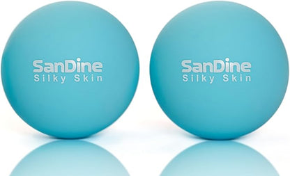 Lacrosse Massage Balls for Deep Tissue Massage - Release Tension Relieve Muscle Soreness Improve Flexibility - Ideal for Myofascial Release Trigger Point Therapy - 2Pack Yoga Balls by Sandine (Blue)