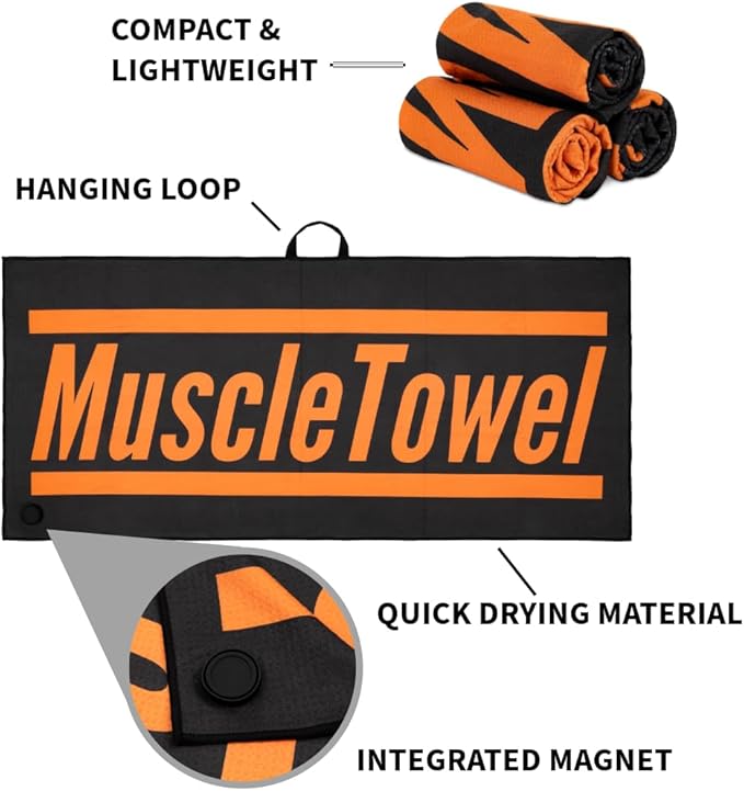3 Pack, Magnetic Grip Gym Towel, Preventing it from Slipping or Falling to The Floor, Microfiber Towel for Yoga, Sports, Gym, Workout, Camping, Fitness, & More Activities