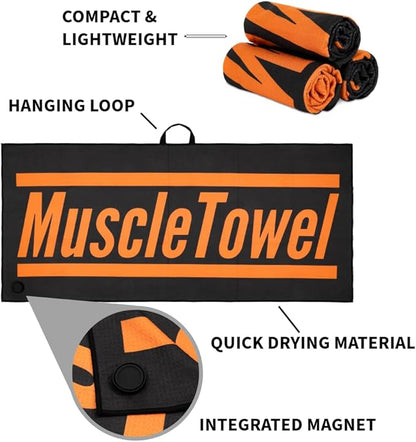 3 Pack, Magnetic Grip Gym Towel, Preventing it from Slipping or Falling to The Floor, Microfiber Towel for Yoga, Sports, Gym, Workout, Camping, Fitness, & More Activities