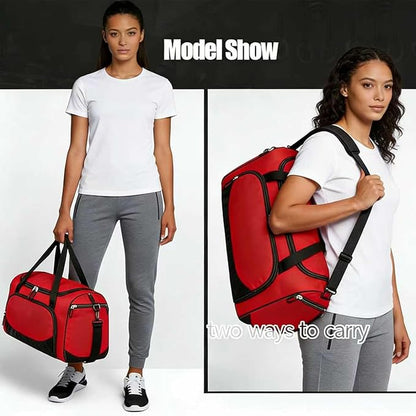 Gym Duffle Bag for Women - 55L Red Large Duffel Bags for Sports, Workout, Traveling, Durable Heavy Duty Duffel Gear Bag