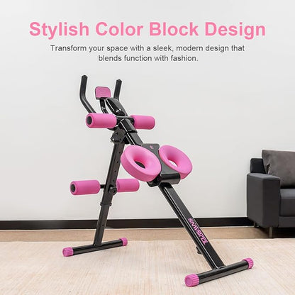 TOUSAINS Adjustable Ab Trainer Machine for Women, Foldable Ab Exercise Machine for Core, Waist, Arms & Buttocks, Home Gym Workout Equipment for Women