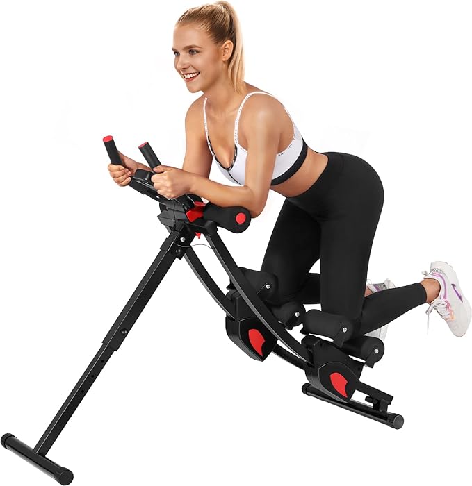 Ab Workout Equipment, Ab Machine for Women, Adjustable Core Abdominal Exercise Fitness Equipment, Foldable Waist Trainer Ab Crunch Home Gym Systems for Beginners