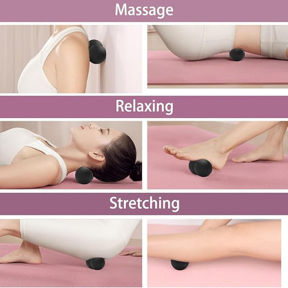 Peanut Massage Ball,Double Lacrosse Ball for Neck Sore Muscles,Medium Density Myofascial Release Massager Ball for Deep-Tissue Massage Muscle Knots Yoga Therapy(Black)