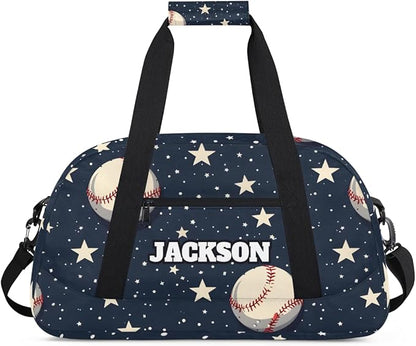 Personalized Baseball Gym Duffel Bags with Custom Name Sport Training Travel Bags for Kids Boys for Overnight Weekender, Dark Blue