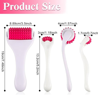 Tondiamo 2 Pcs Muscle Roller Gifts Stick Fascia Body Cellulite Face Muscle Massage Roller Manual Massage Tools for Relief Neck Arm Back Leg Body Deep Release(White,Silicone)