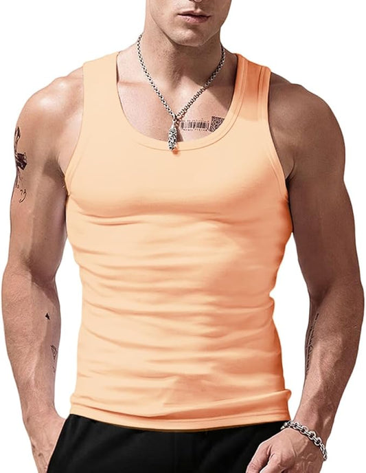Men's Stringer Tank Tops Cotton Vest Sleeveless Gym Workout Bodybuilding Fitness Muscle T Shirts