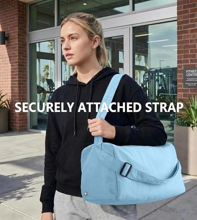 Small Gym Bag for Women with Shoes Compartment, Stylish Duffle Travel Bag for Plane, Lightweight Duffle Bag for Women & Men, Sport Gym Tote Bag with Wet Pocket for Yoga, Pilates, Swimming