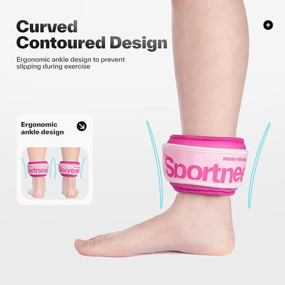 Sportneer Ankle Weights 0.5/1/2/3/5 LBS 1 Pair Wrist Leg Arm Weights for Women Men Kids Child with Adjustable Straps, Strength Weighted for Jogging Running Walking Fitness Gym Workout
