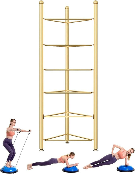 Balance Ball Half Rack 3/5/6/7 Tiers, Iron Half Exercise Balls Holder for Yoga Ball, Home Gym Studios Standing Balls Balance Trainer Shelf