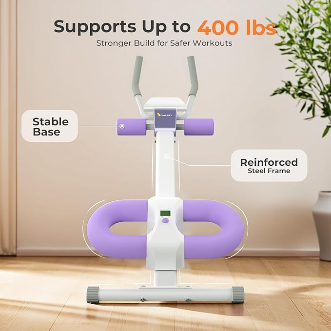 OWLSKY Ab Machine, Adjustable Ab Trainer Machine for Abs Workout at Home Gym, Foldable, Knee Protection, LCD Monitor, Device Holder, 400 LBS,Abdominal Trainer for Stomach Workout