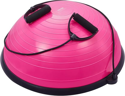 VEVOR Half Exercise Ball Trainer, 23/26 inch Balance Ball Trainer, 1500lbs Capacity Stability Ball, Yoga Ball with Resistance Bands & Foot Pump, Strength Fitness Ball for Home Gym Full Body Workout