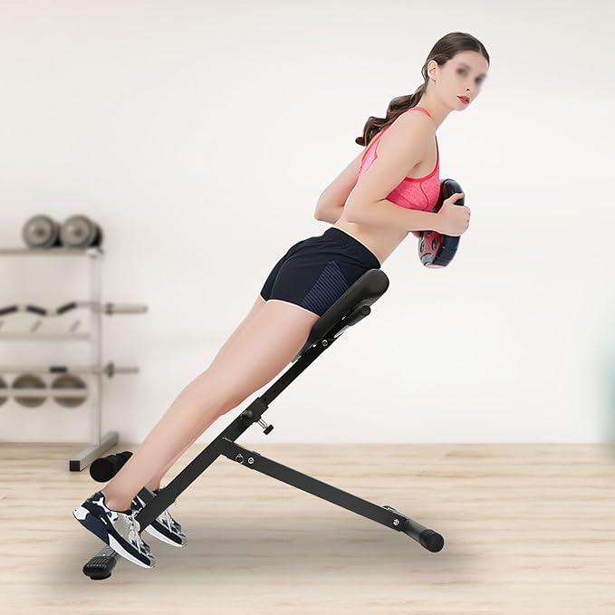 Hyperextension Bench with Adjustable Height and Back, Multi-functional Workout Bench, Back Extension Roman Chair