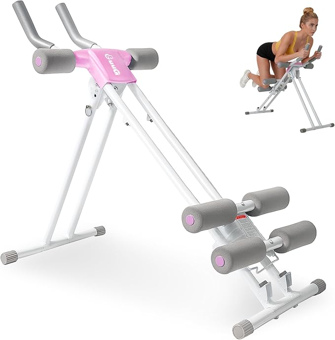 Ab Machine Abdominal Trainer Machine : Adjustable Ab Cruncher Foldable Core Strength Training Equipment Stomach Workout for Home Gym