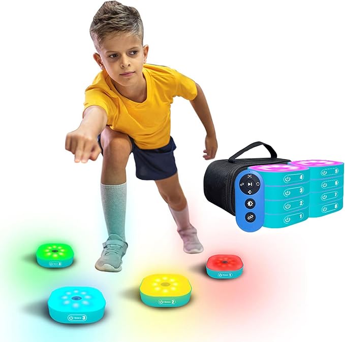 Reaction Training Lights,Remote Control Speed/Agility Equipment,with 4 Modes, for Hand-Eye Coordination (8 Lights)