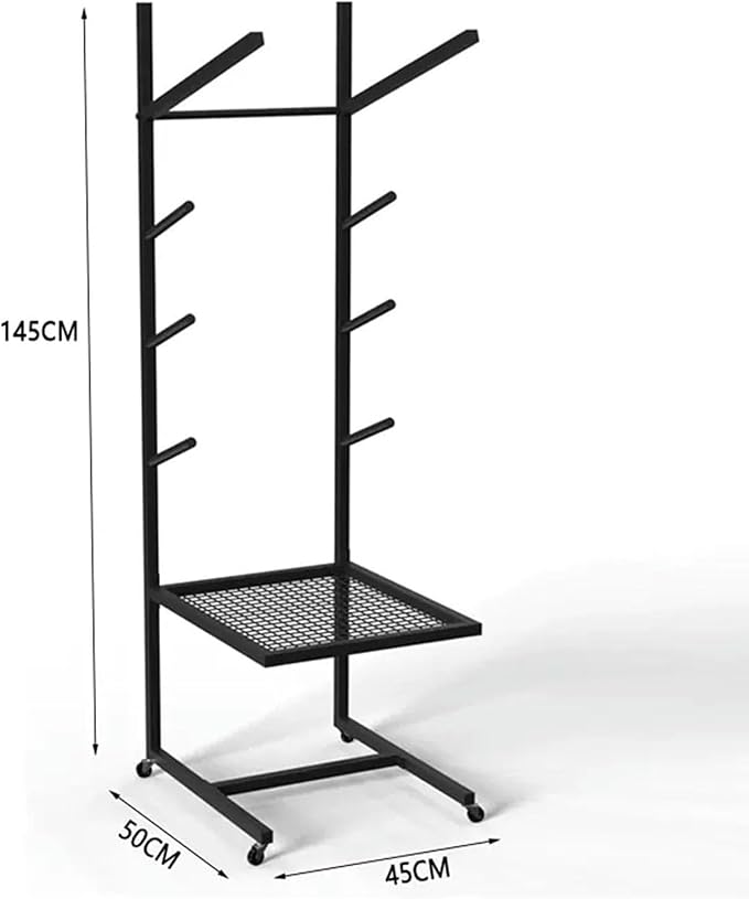 Yoga Mat Exercise Ball Stand Holder, Foam Roller Multi-Purpose Display Shelf with Wheels, Half Ball Balance Trainer Organizer Storage Rack for Gym Garage Studio