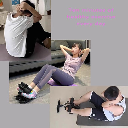 Ab Training Auxiliary Device, Foldable Ab Trainer- Sit Up Bar Assistance Device with 2 Suction Cups, Adjustable Sit Up Machine with Resistance Band, Full Body Muscles Training for Women & Men, Exercise Equipment for Home Workouts