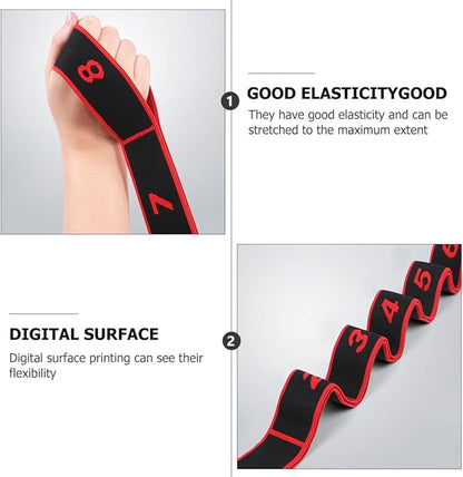 FUOYLOO 2pcs Yoga Resistance Bands Set Professional Elastic Stretch Bands for Fitness Training Bodybuilding Back Stretching for Beginners in Crimson and Rose