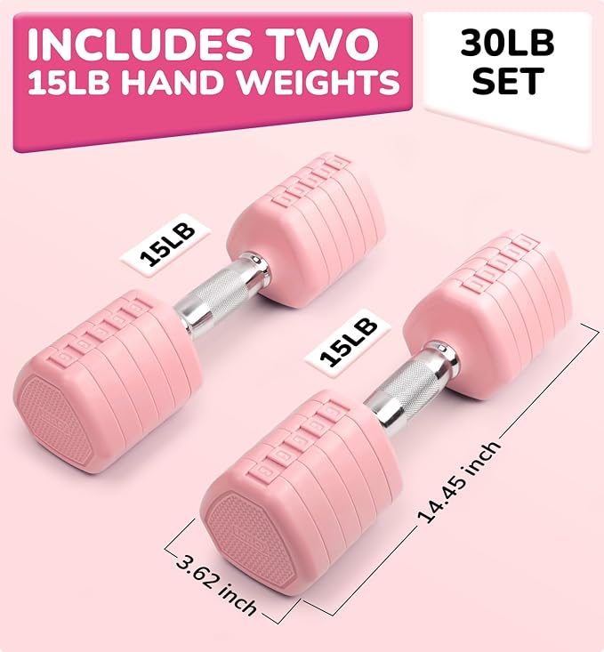 10LBS 20LBS 30LBS Dumbbells Adjustable Dumbbell Set of 2, Hand Weights for Women Men Free Weight Dumbbells Sets for Home Gym & Outdoor Exercise Workout Strength Training Equipments