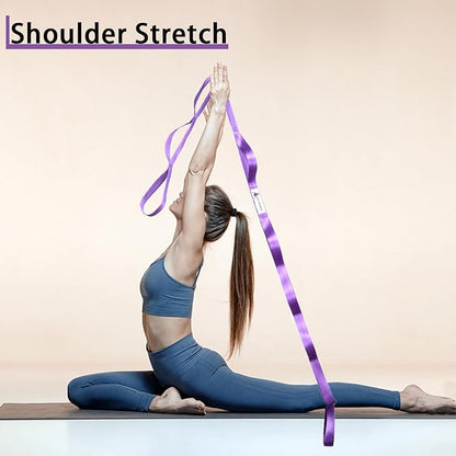 Oak-Sports Stretching Strap Yoga Strap for Physical Therapy with 10 Loops, Yoga Straps for Stretching, Upgraded Non-Elastic Stretch Band for Pilates, Dance and Gymnastics with Workout Guide