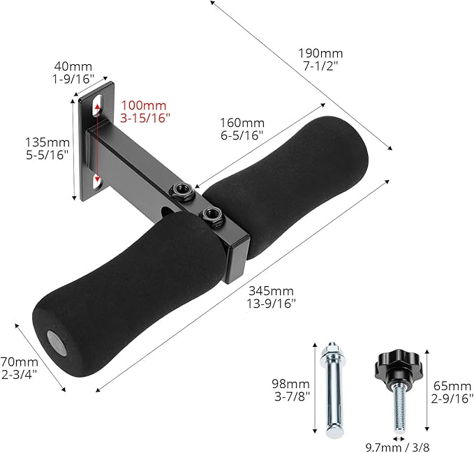 QWORK Wall Mounted Sit-Up Exercise Bar, Sit-ups Foot Holder, Steel Sit-Up Assistant for Abdominal Core Workout