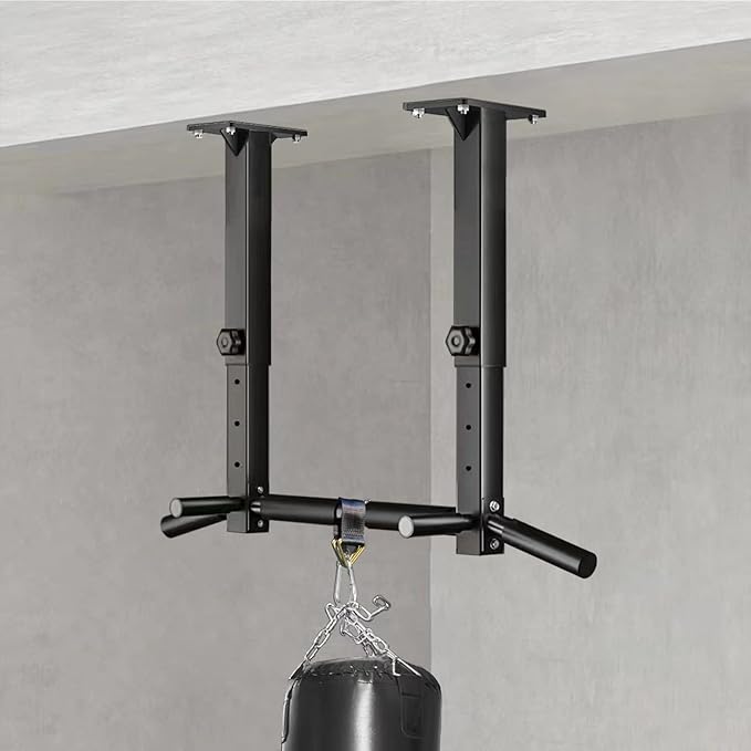 Wall Mount Pull Up Bar, Joist Beam Rafter Mount Pull-up Bar, Ceiling Mounted Chin Up Bar for Home Gym with Punching Bag Hanger