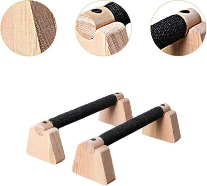 2Pcs Wood Push Up Bars for Adults, Non-Slip Base Parallettes for Strength Training, Planks, Calisthenics, Home Workout Equipment- 25CM