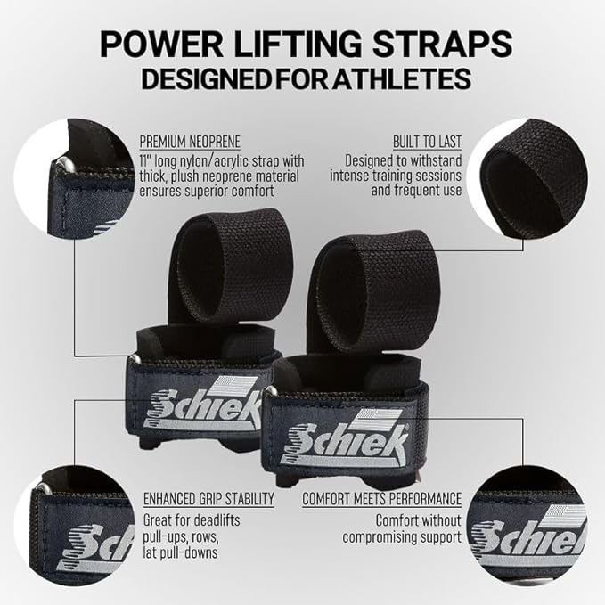 Schiek Sports 1000-PLS Deluxe Power Lifting Wrist Straps - Weight Lifting Wrist Wraps