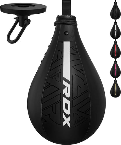 RDX Speed Bag Boxing Ball, Maya Hide Leather Dodge Striking Target with Additional Bladder, MMA Muay Thai Punching Workout Kicking Martial Arts Training Home Gym Exercise Speedball