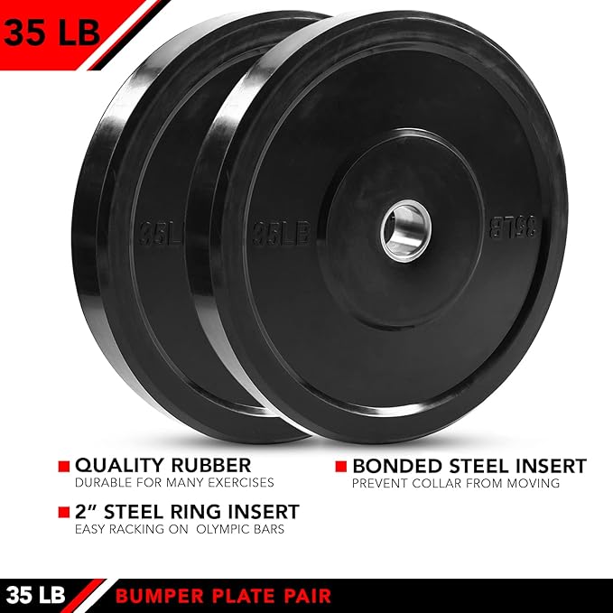 JFIT Olympic 2 Inch Grip Plates and Bumper Plates for Barbell - Single Weights or Sets of 2 (Muliple Weights)