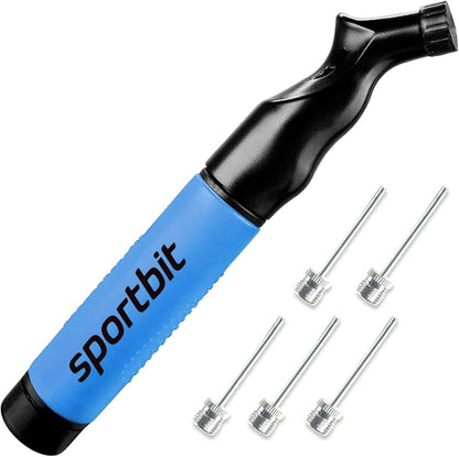 SPORTBIT Ball Pump for Sports Balls - Push & Pull Inflating System - Hand Pump for All Exercise Balls - Volleyball Pump, Basketball Inflator, Football & Soccer Ball Air Pump - Goes with 5 Needles Set