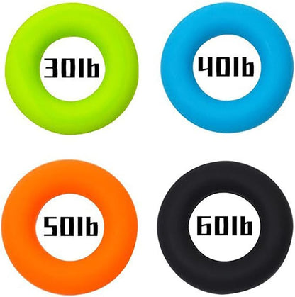 4 Pack Hand Grip Strengthener Rings Finger Exerciser Grip Strength Trainer Silicone Squeezer Gripper for Muscle Strengthening Training Forearm Grip Workout Stress Relief Rehabilitation 30LB-60LB