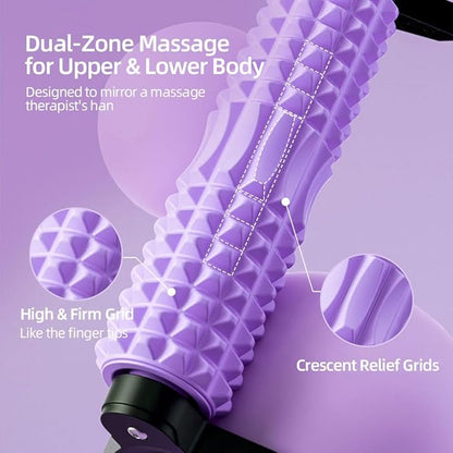 RUNWE Foam Roller with Stand - Bracket Foam Roller for Back Pain, 21 inch Trigger Point Deep Tissue Massage Roller, Medium Density Grid Bracket Foam Rollers, Leg Roller for Muscles Deep Tissue
