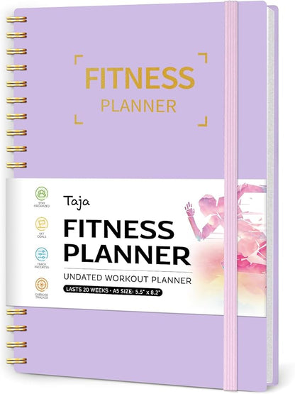 Fitness Workout Journal for Women & Men, A5(5.5" x 8.5") Workout Log Book Planner for Tracking, Progress, and Achieving Your Wellness Goals-Lavender