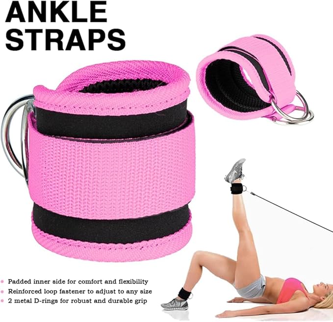 Ankle Strap Ankle Resistance Band Wrist Cuff Padded Strap Adjustable Fitness Glute Kickback D-Ring for Cable Machine Gym Foot Leg Training Brace Support 1 Pack