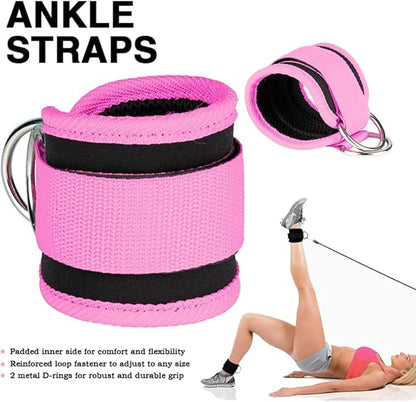 Ankle Strap Ankle Resistance Band Wrist Cuff Padded Strap Adjustable Fitness Glute Kickback D-Ring for Cable Machine Gym Foot Leg Training Brace Support 1 Pack