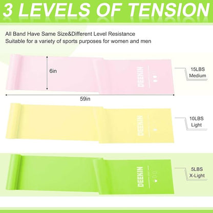 DEEKIN 10 Pcs Resistance Bands Professional Exercise Elastic Bands Latex-Free Yoga Starter Set for Pilates, Physical Therapy, Strength Training, Yoga, Working Out for Women Home Gym