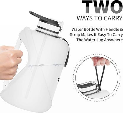 TOOFEEL 1 Gallon Water Bottle with Straw & Chug Lid,BPA Free,Leak-Proof, Dishwasher Safe,128 oz Large Water Jug with Strap,Sports & Travel & Gym Water Bottle for Men and Women - White