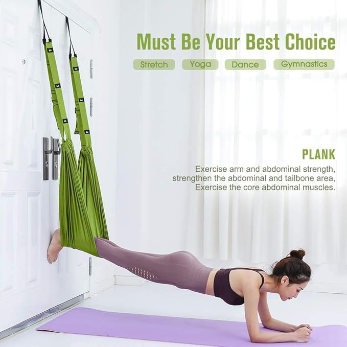 Yoga Stretching Strap, Adjustable Height Leg Stretcher Waist Back Stretch Band Aerial Yoga, Anti-gravity Inversion Exercises Door Flexibility Tensile Trainer for Rehab Pilates Dance Splits (Purple)