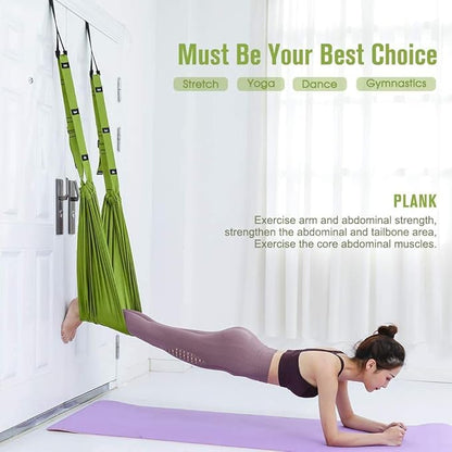 Yoga Stretching Strap, Adjustable Height Leg Stretcher Waist Back Stretch Band Aerial Yoga, Anti-gravity Inversion Exercises Door Flexibility Tensile Trainer for Rehab Pilates Dance Splits (Pink)