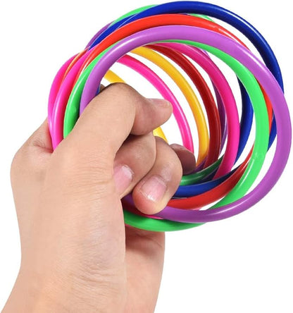 OBTANIM 12 Pcs Plastic 3 Inch Ring Toss Game for Kids and Outdoor Toss Rings for Speed and Agility Practice Game, Random Colors